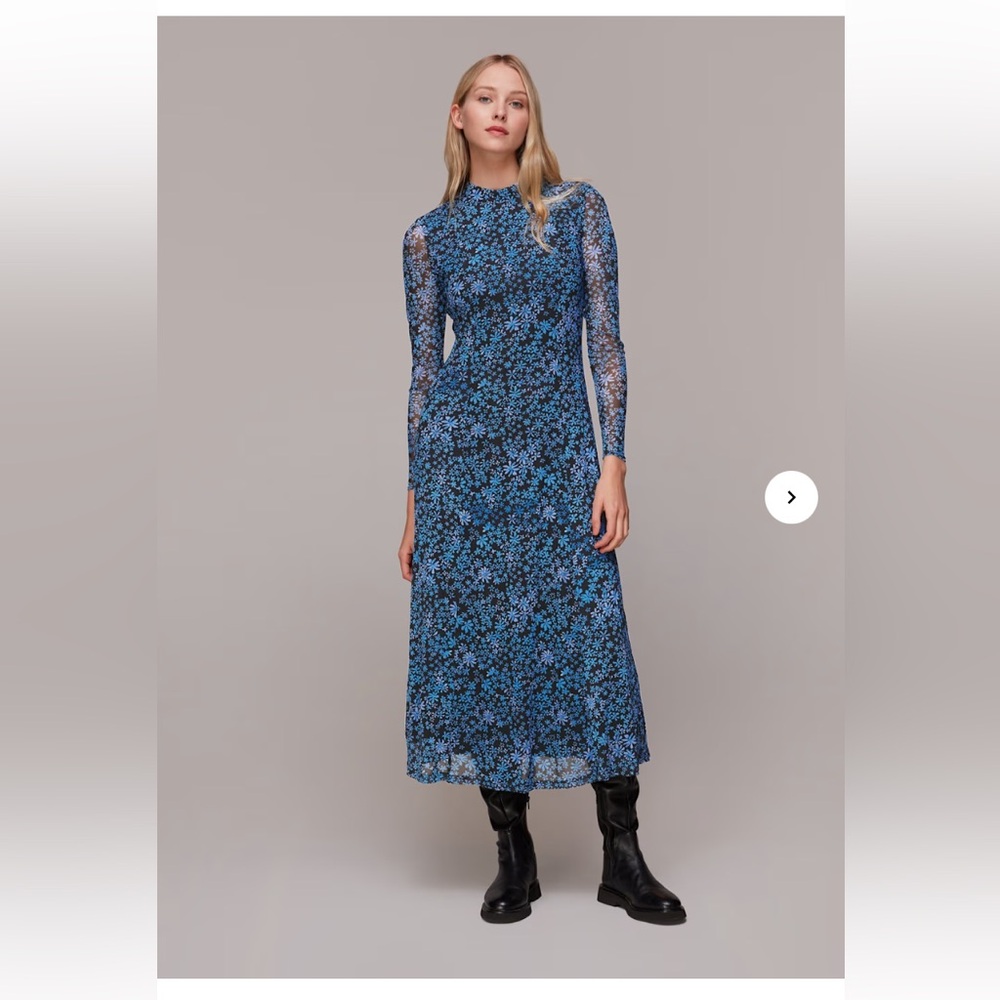 Whistles Mesh Flower Midi Dress